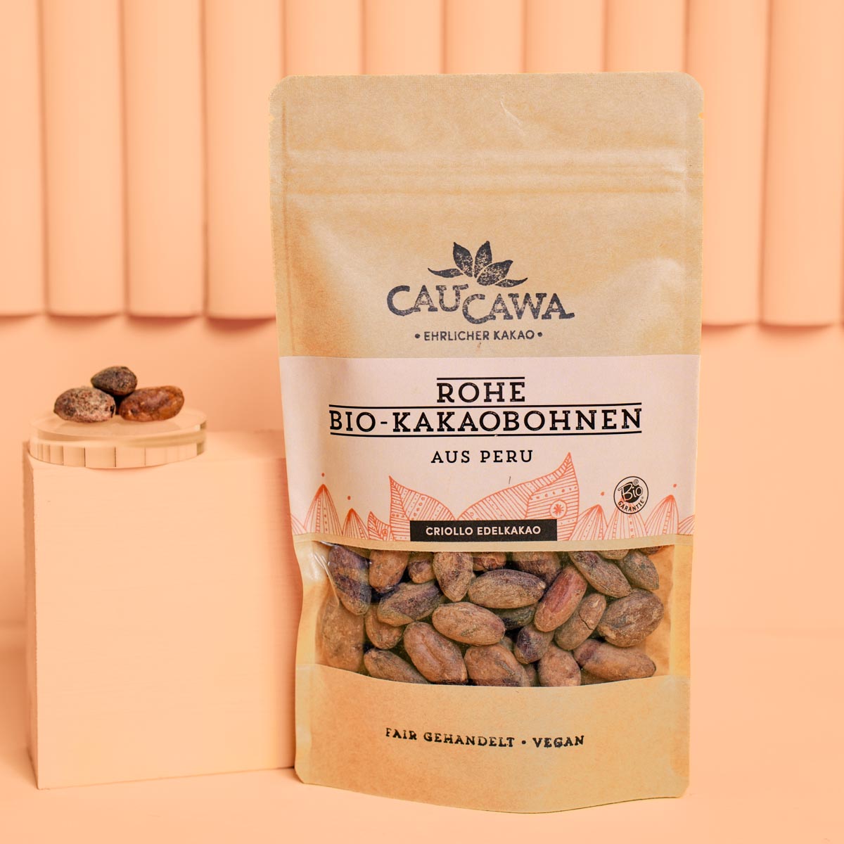 Bio Kakaobohnen aus Peru roh, Rohkakao, ohne Zucker  150g - CauCawa - Ehrlicher Kakao