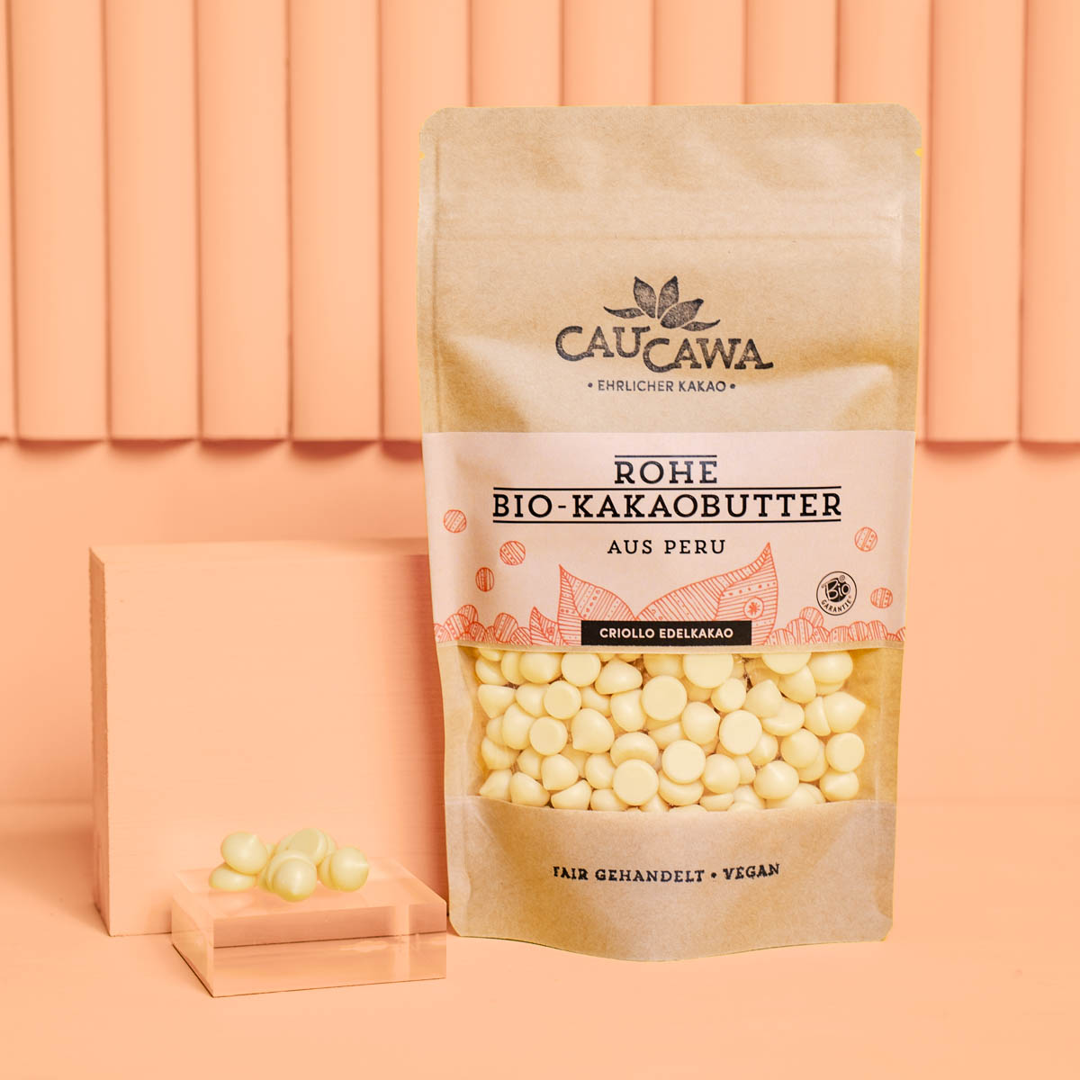 Bio Kakaobutter aus Peru, roh, Rohkakao duftend und nicht desodoriert 150g - CauCawa - Ehrlicher Kakao